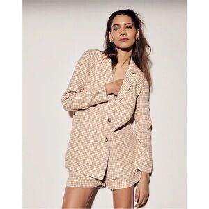 Madewell linen checkered blazer